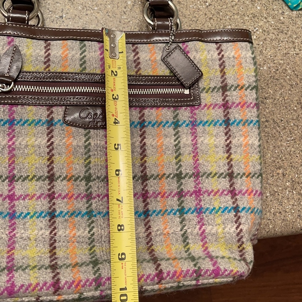 Coach Wool Plaid Shoulder Bag - Picture 7 of 9